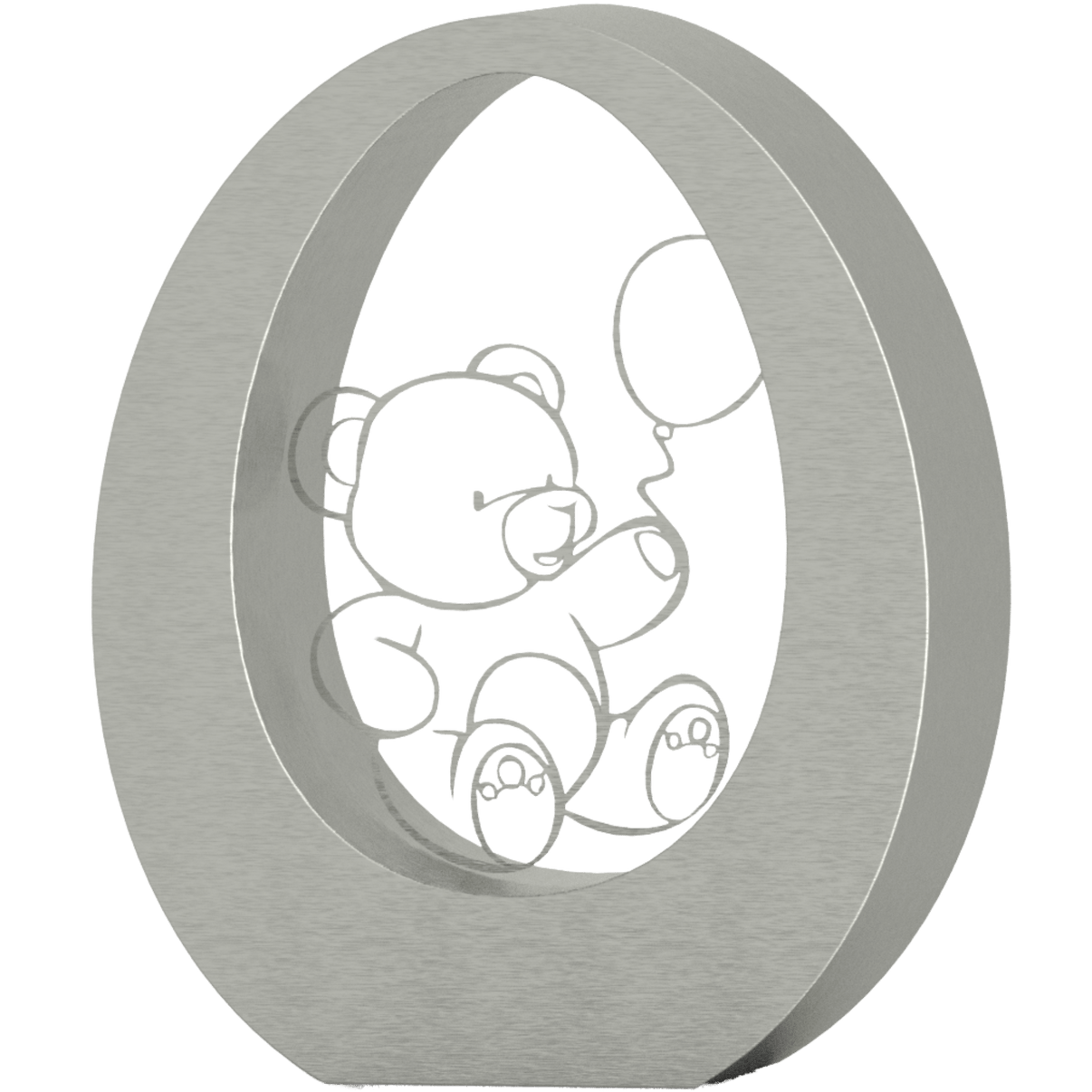 LEGEND Oval Bear Cremation Urn for Ashes Silver Stainless Steel