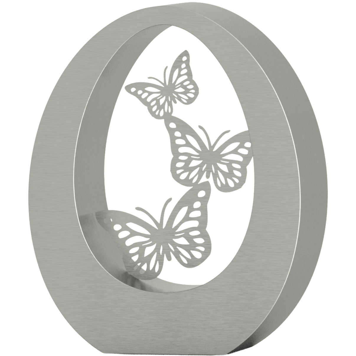 LEGEND Oval Butterfly Cremation Urn for Ashes Silver Stainless Steel